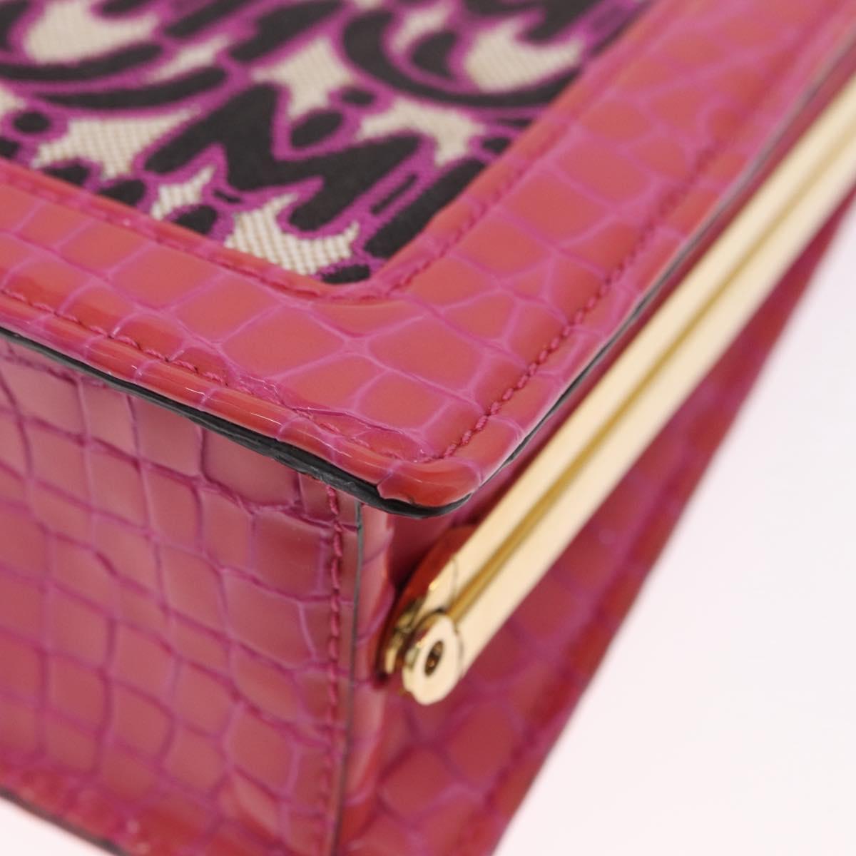 Miu Miu Hand Bag Canvas 2way Pink Gold Auth 167644A