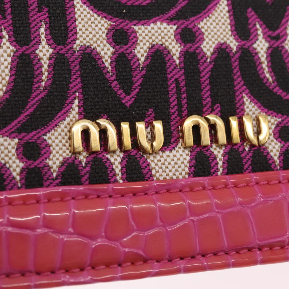 Miu Miu Hand Bag Canvas 2way Pink Gold Auth 167644A