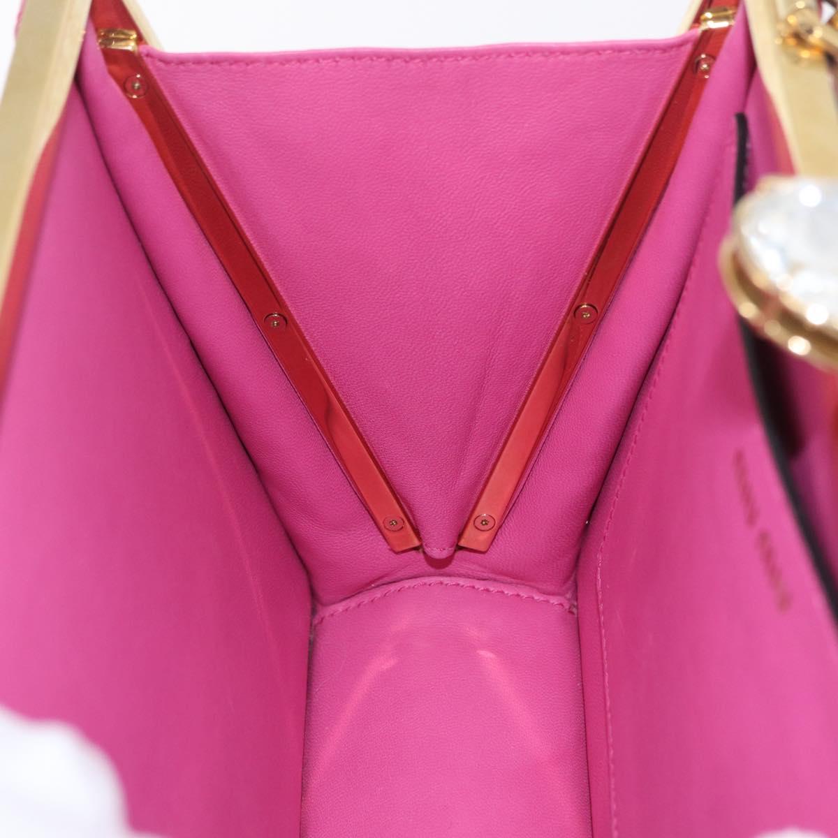 Miu Miu Hand Bag Canvas 2way Pink Gold Auth 167644A