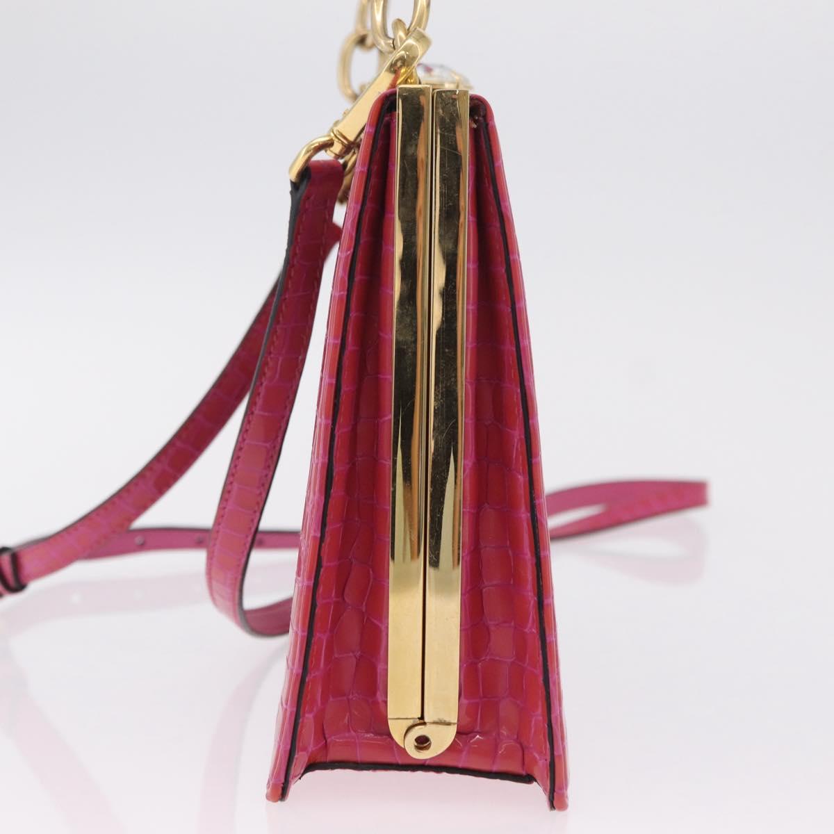 Miu Miu Hand Bag Canvas 2way Pink Gold Auth 167644A