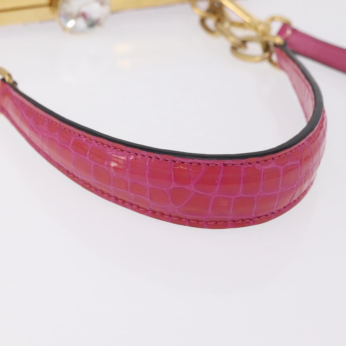 Miu Miu Hand Bag Canvas 2way Pink Gold Auth 167644A