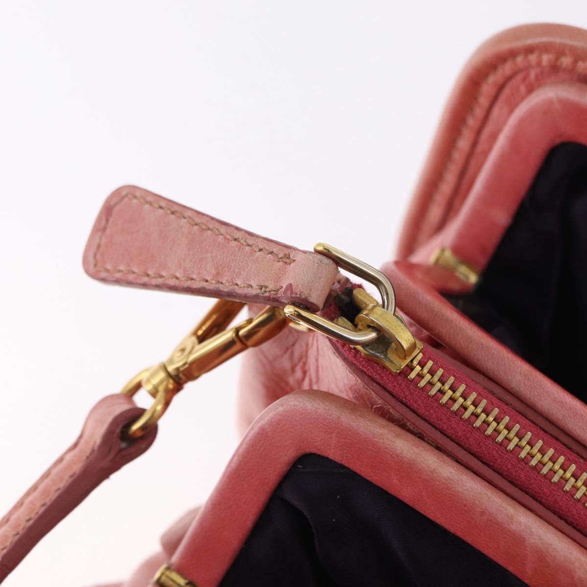 Miu Miu Matelasse Shoulder Bag Leather Pink Gold Auth 167645A
