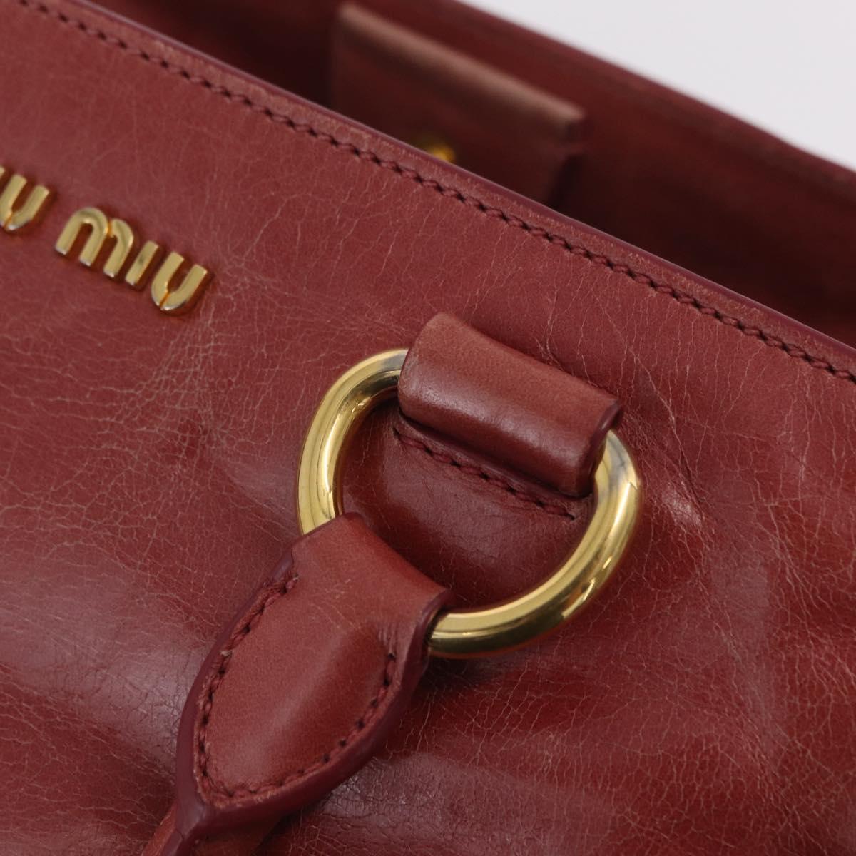 Miu Miu Hand Bag Leather 2way Pink Gold Auth 167648A
