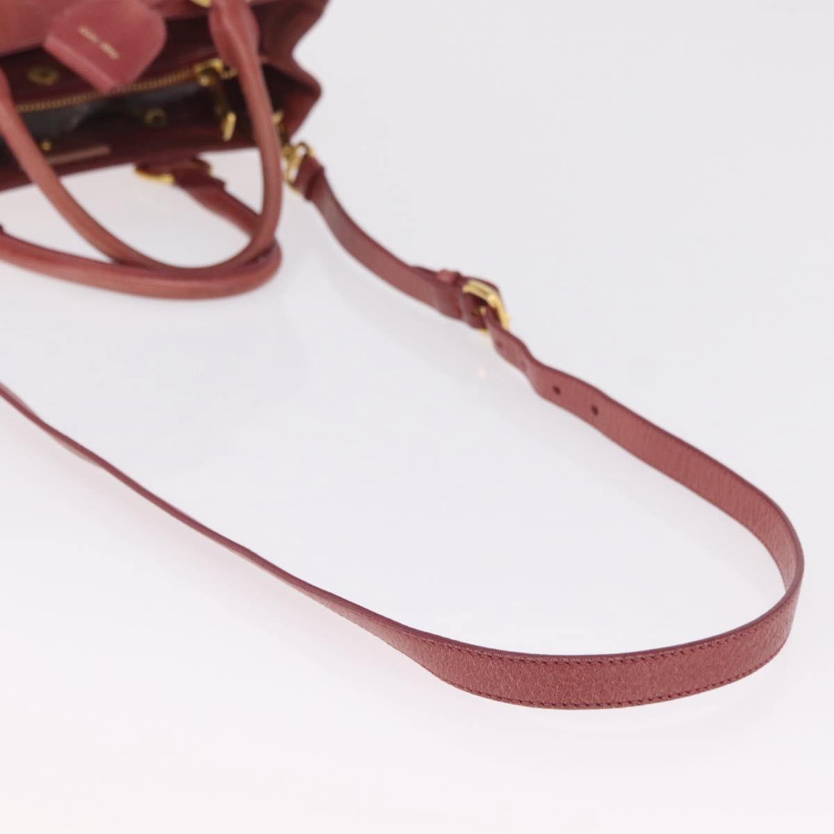 Miu Miu Hand Bag Leather 2way Pink Gold Auth 167648A