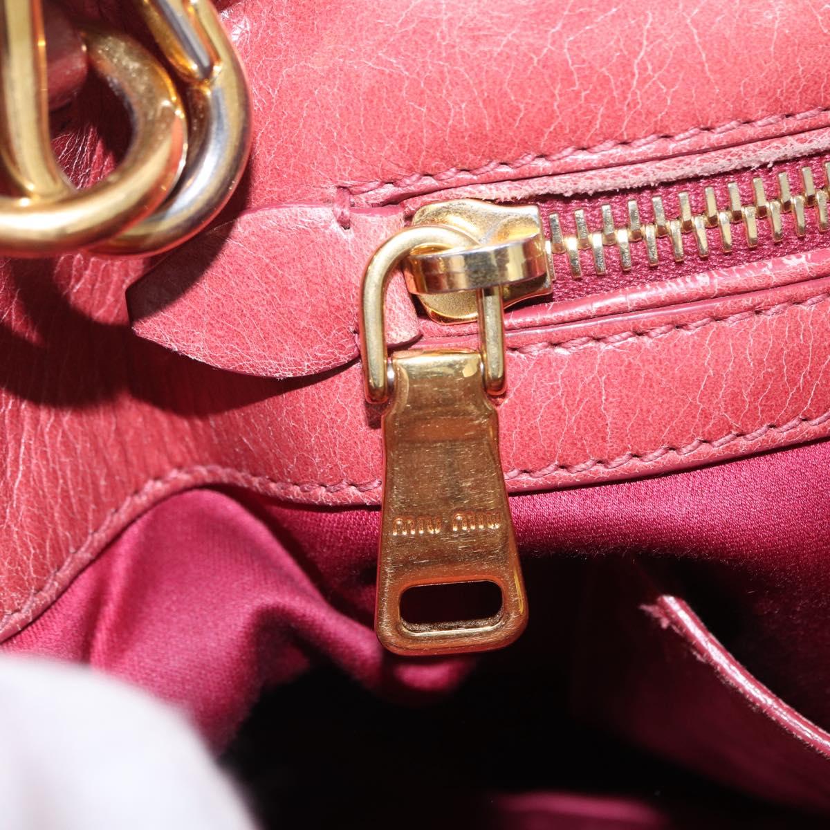 Miu Miu Hand Bag Leather 2way Pink Gold Auth 167648A