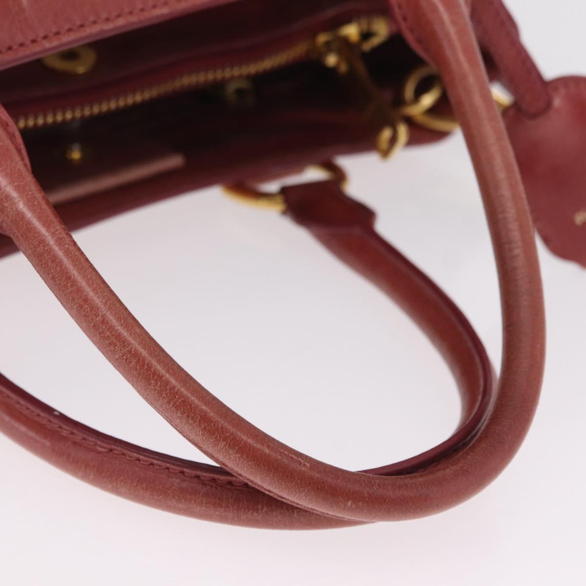 Miu Miu Hand Bag Leather 2way Pink Gold Auth 167648A