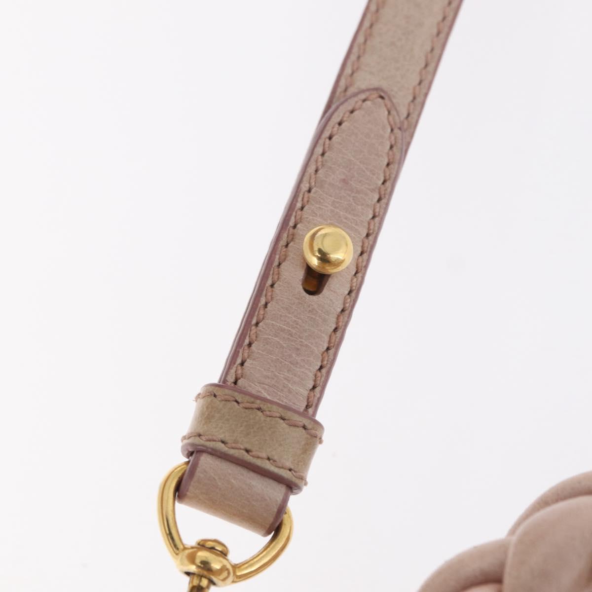 Miu Miu Matelasse Hand Bag Leather 2way Pink Gold Auth 167651A