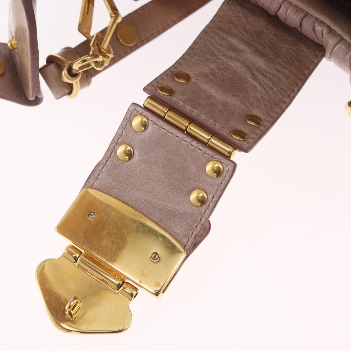 Miu Miu Matelasse Hand Bag Leather 2way Pink Gold Auth 167651A