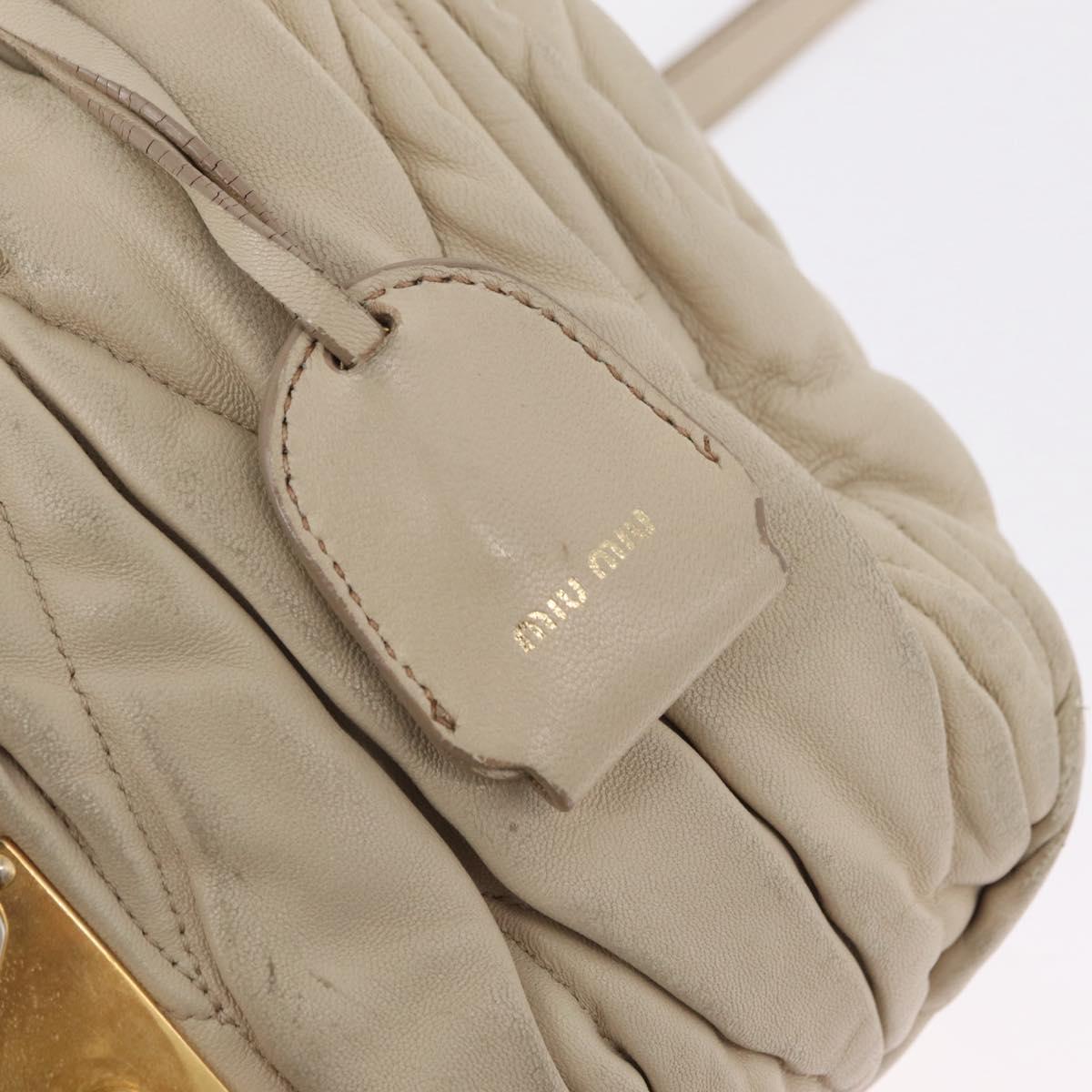 Miu Miu Matelasse Hand Bag Leather 2way Beige Gold Auth 167655A