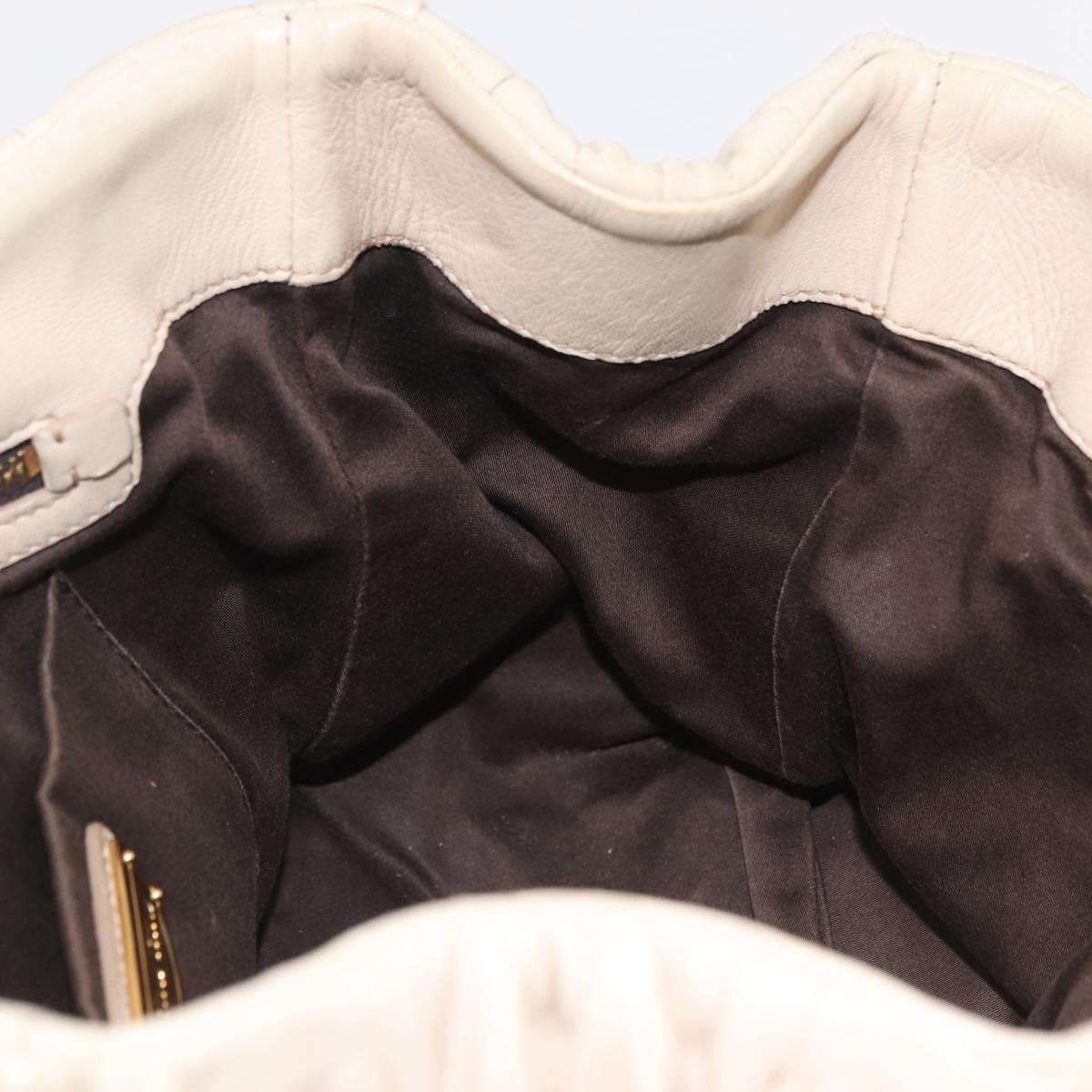 Miu Miu Matelasse Hand Bag Leather 2way Beige Gold Auth 167655A