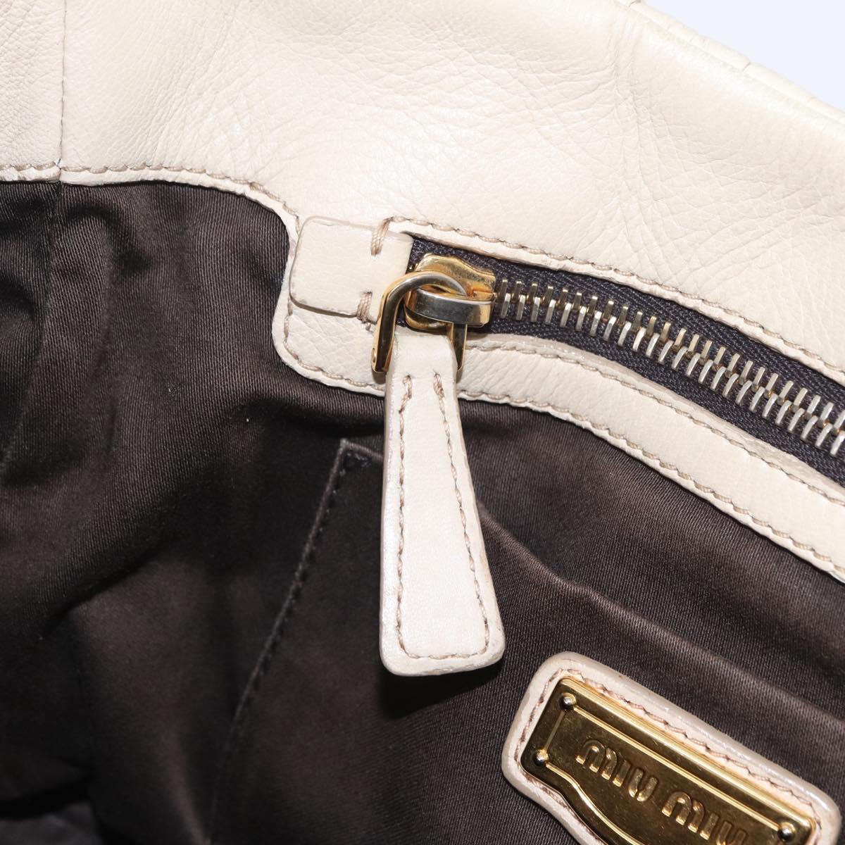 Miu Miu Matelasse Hand Bag Leather 2way Beige Gold Auth 167655A