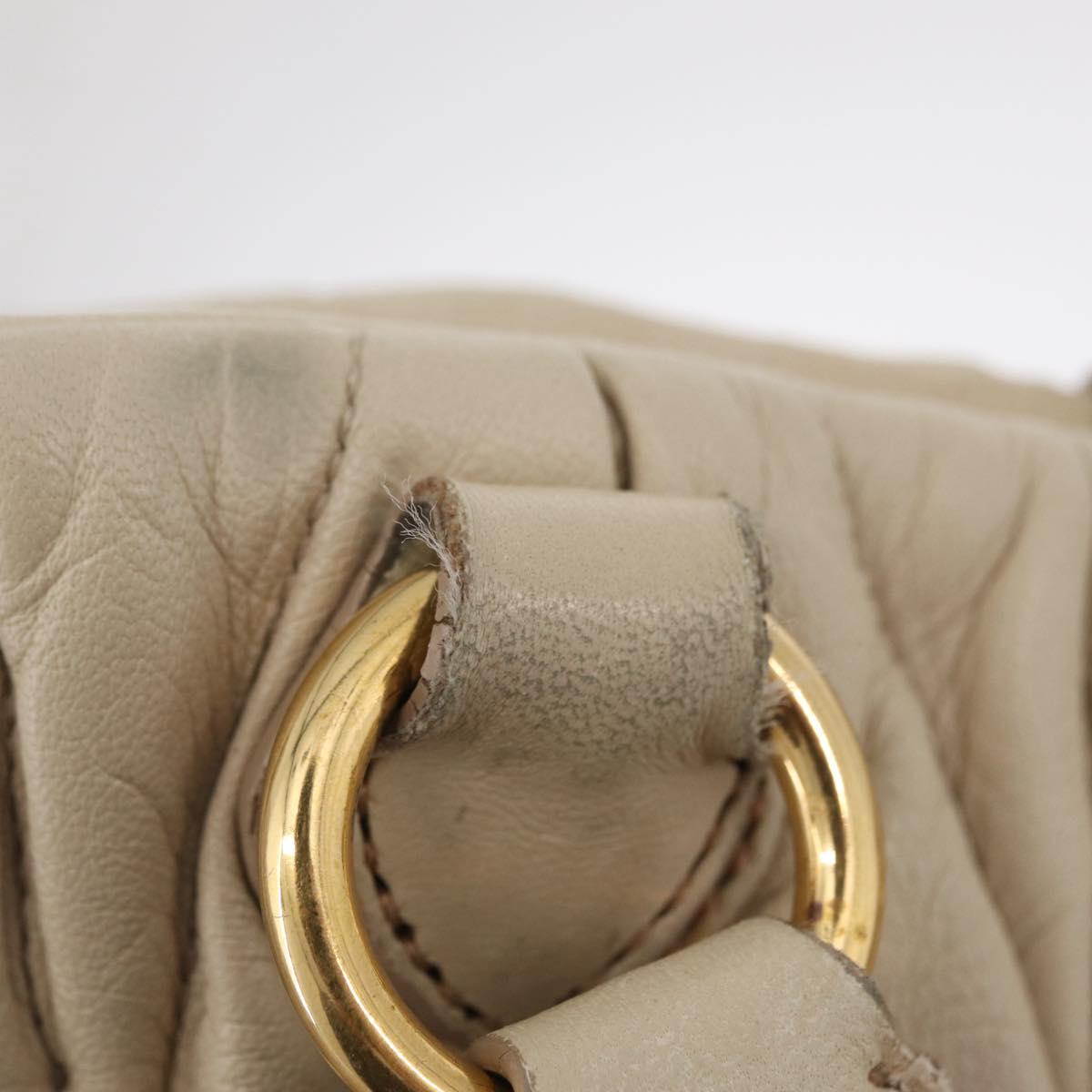 Miu Miu Matelasse Hand Bag Leather 2way Beige Gold Auth 167655A