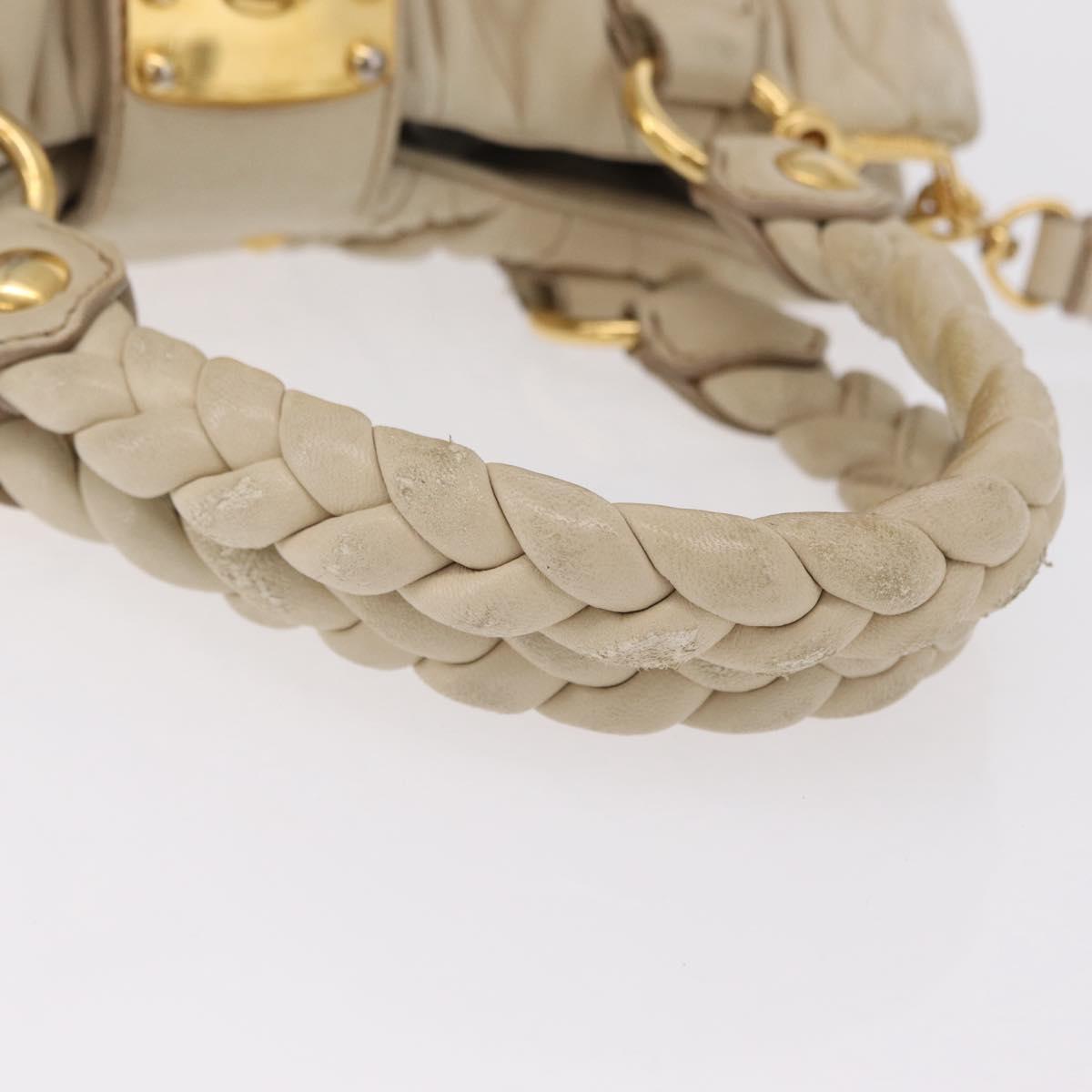 Miu Miu Matelasse Hand Bag Leather 2way Beige Gold Auth 167655A