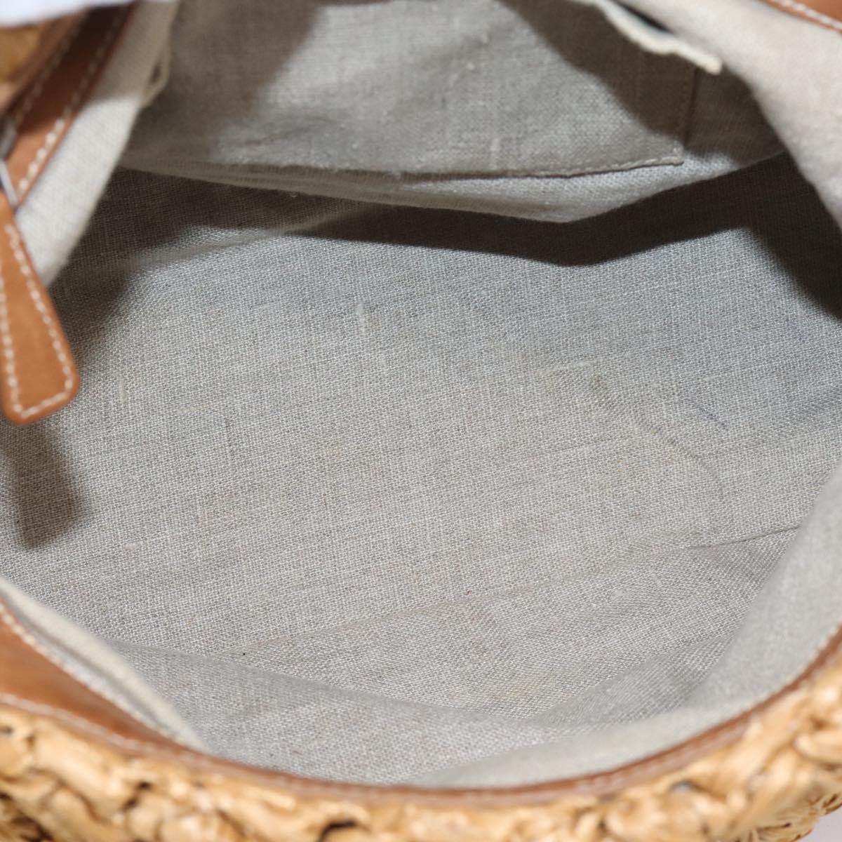 Miu Miu Hand Bag Raffia 2way Brown Silver Auth 167658M