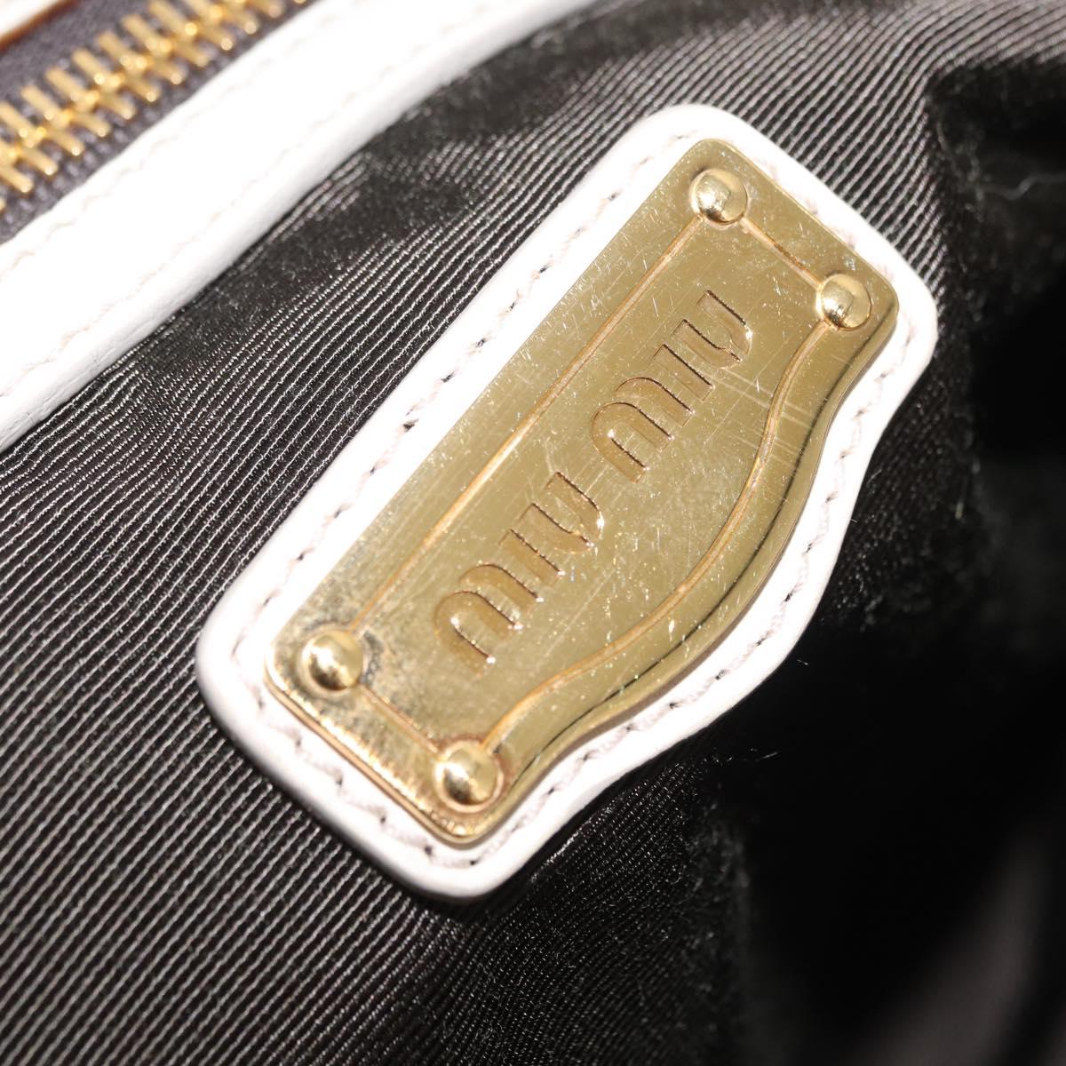 Miu Miu Hand Bag Leather 2way White Gold Auth 167659M