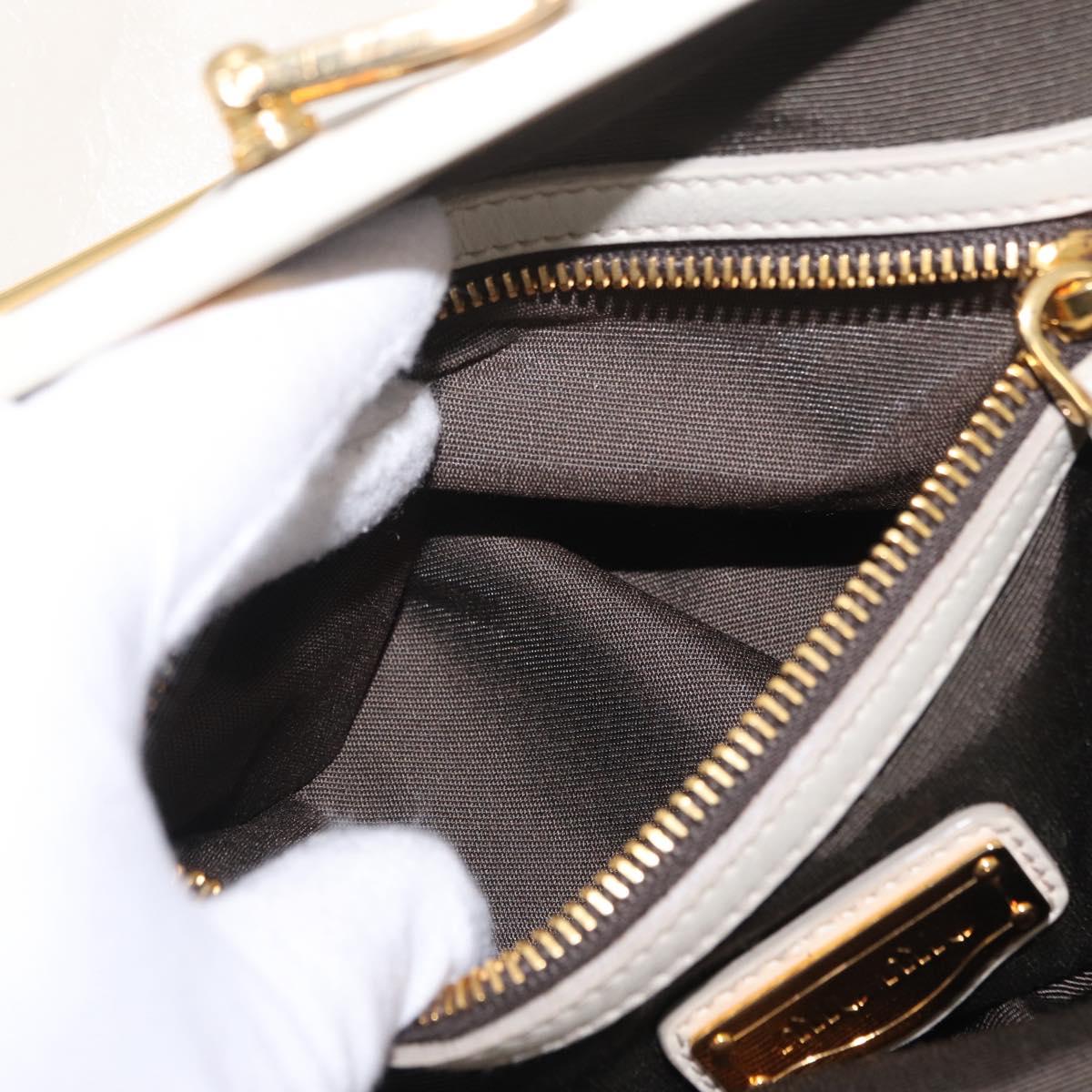 Miu Miu Hand Bag Leather 2way White Gold Auth 167659M