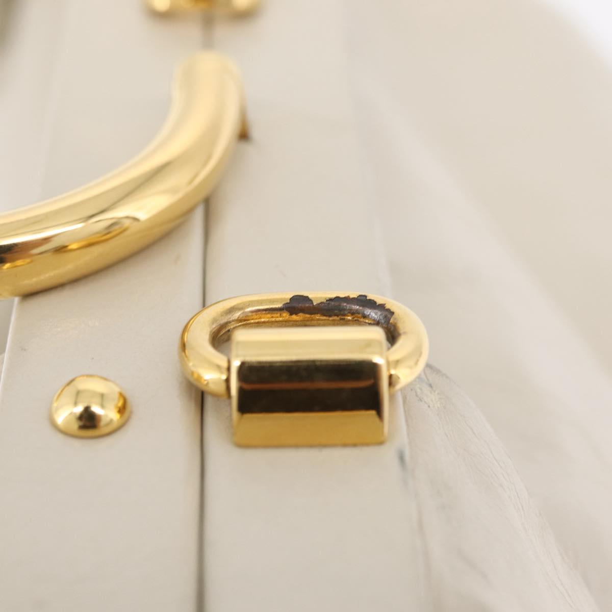 Miu Miu Hand Bag Leather 2way White Gold Auth 167659M