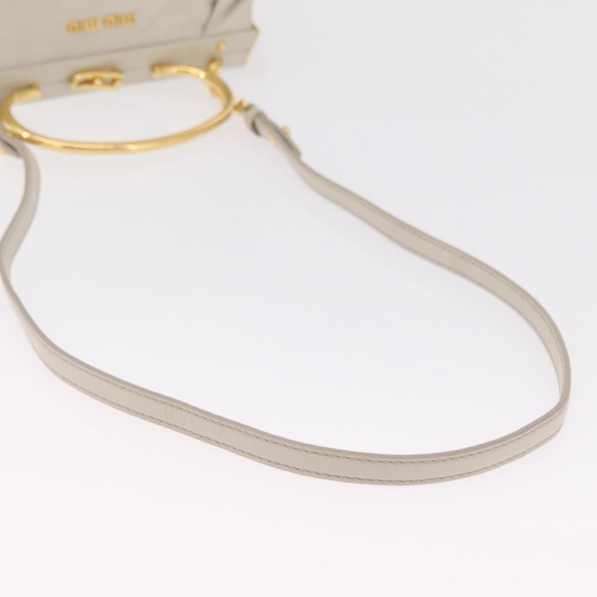 Miu Miu Hand Bag Leather 2way White Gold Auth 167659M