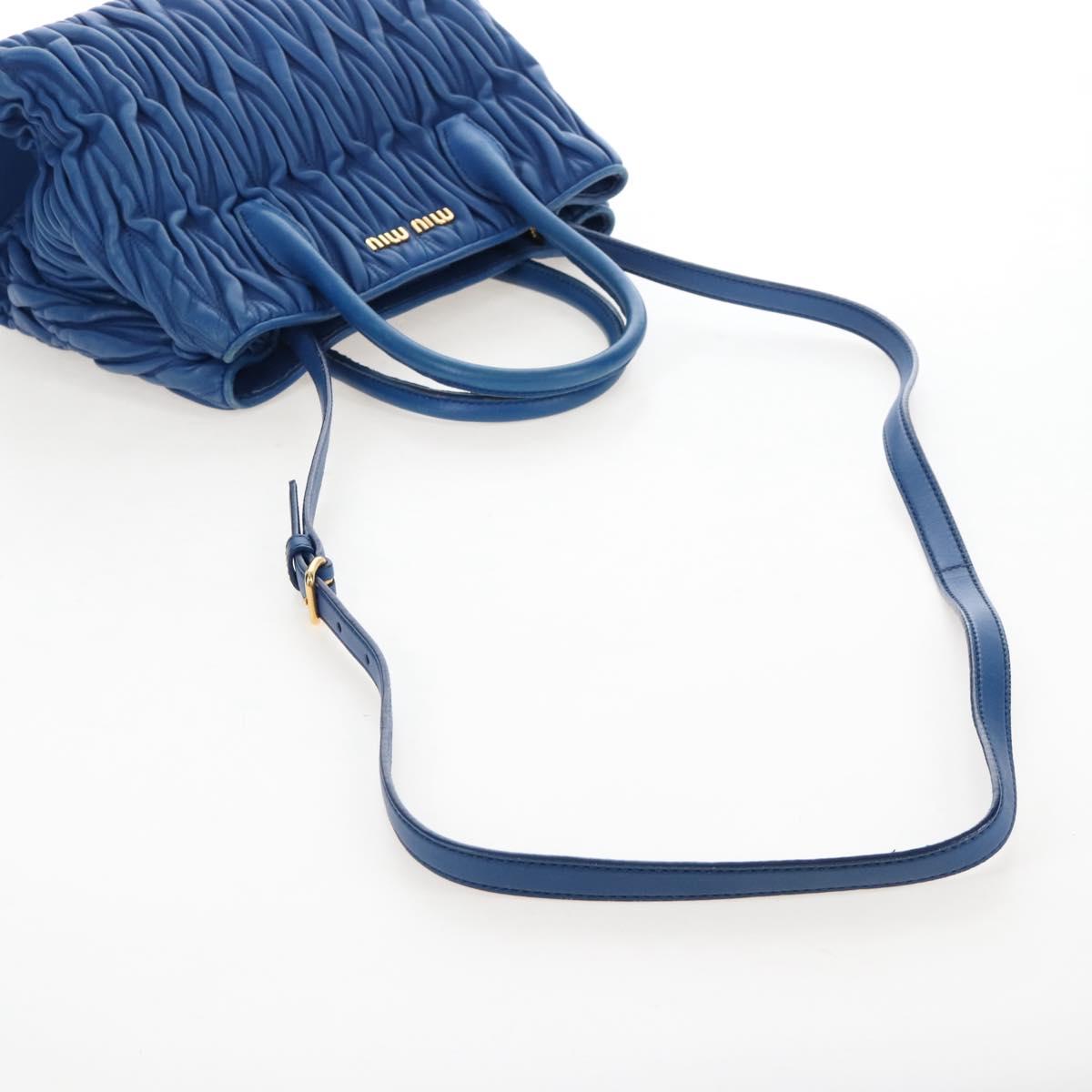Miu Miu Matelasse Hand Bag Leather 2way Blue Gold Auth 167661M