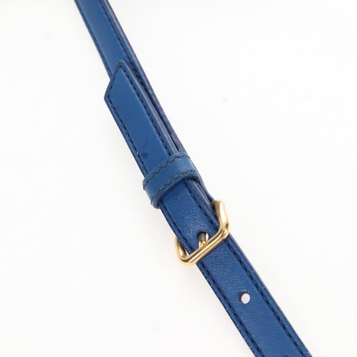 Miu Miu Matelasse Hand Bag Leather 2way Blue Gold Auth 167661M