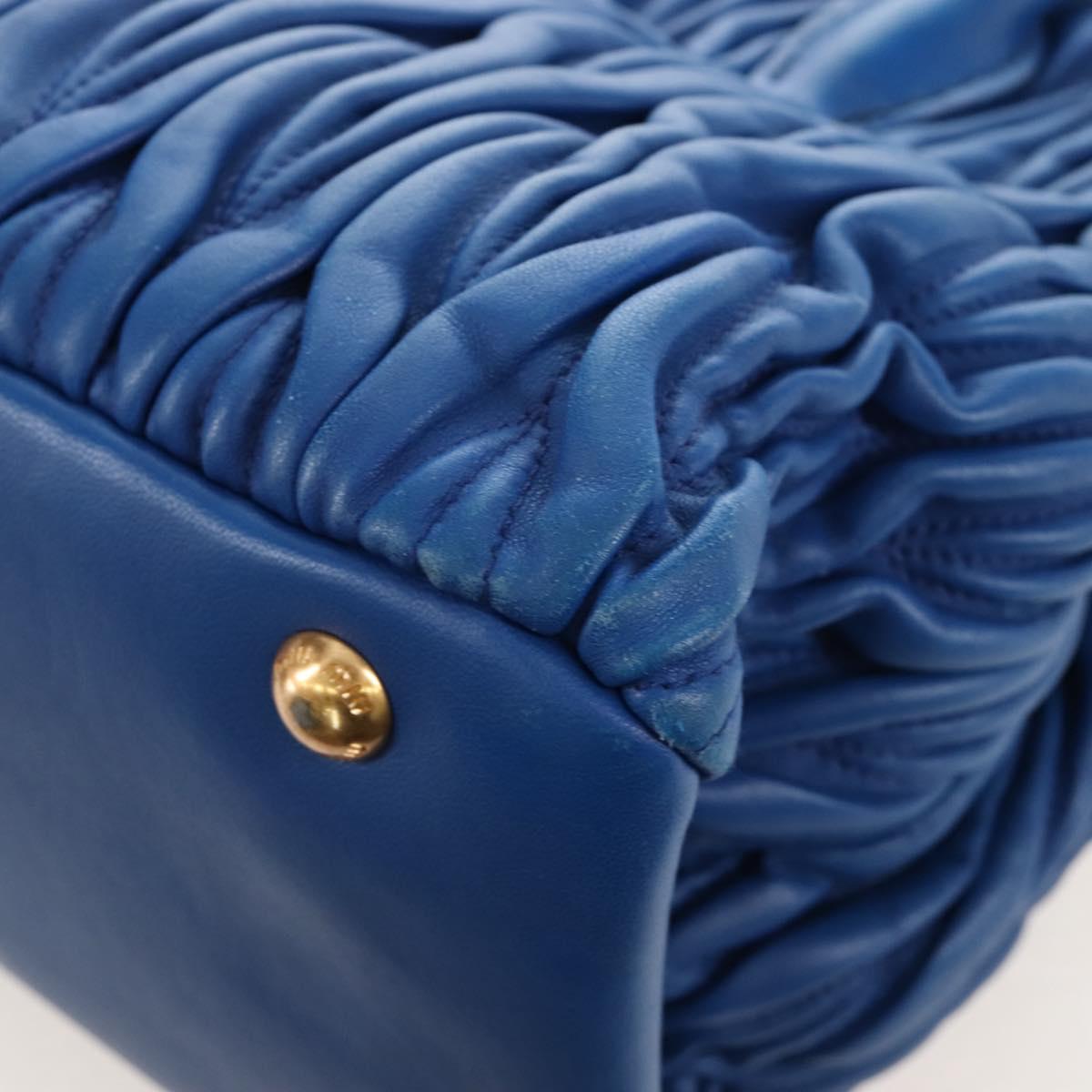 Miu Miu Matelasse Hand Bag Leather 2way Blue Gold Auth 167661M