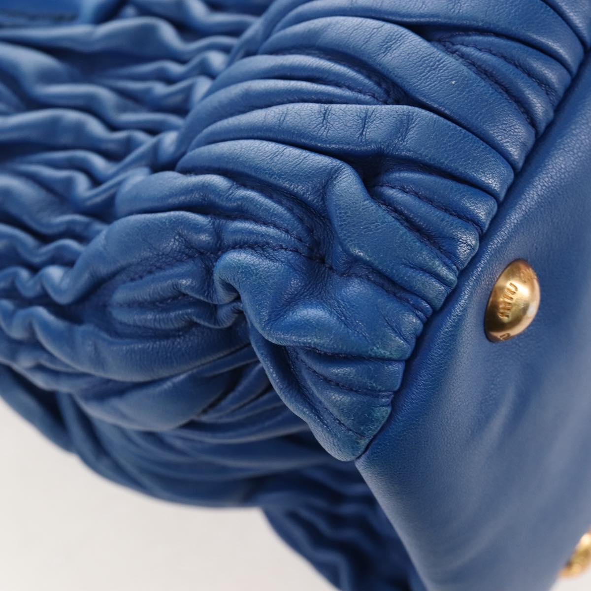 Miu Miu Matelasse Hand Bag Leather 2way Blue Gold Auth 167661M