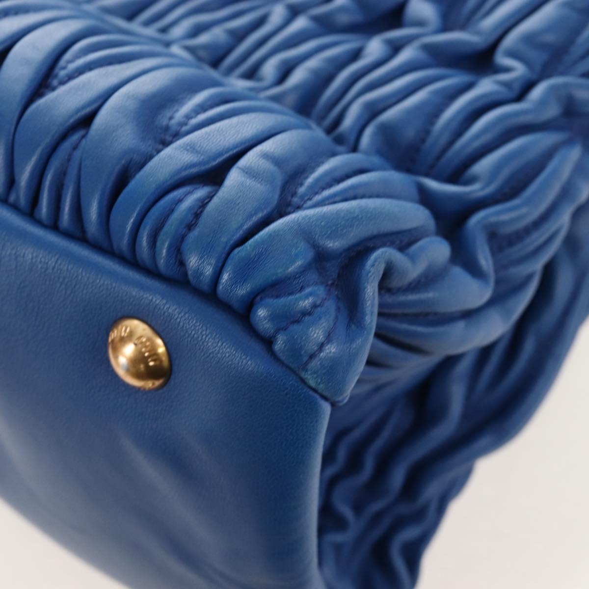 Miu Miu Matelasse Hand Bag Leather 2way Blue Gold Auth 167661M
