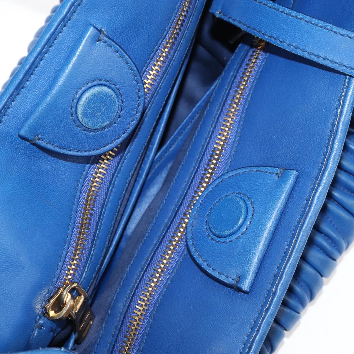 Miu Miu Matelasse Hand Bag Leather 2way Blue Gold Auth 167661M