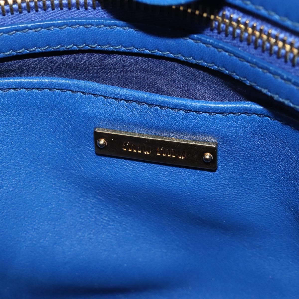Miu Miu Matelasse Hand Bag Leather 2way Blue Gold Auth 167661M