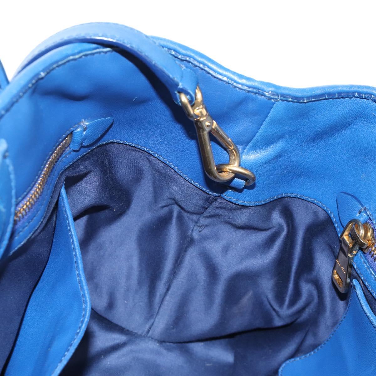 Miu Miu Matelasse Hand Bag Leather 2way Blue Gold Auth 167661M