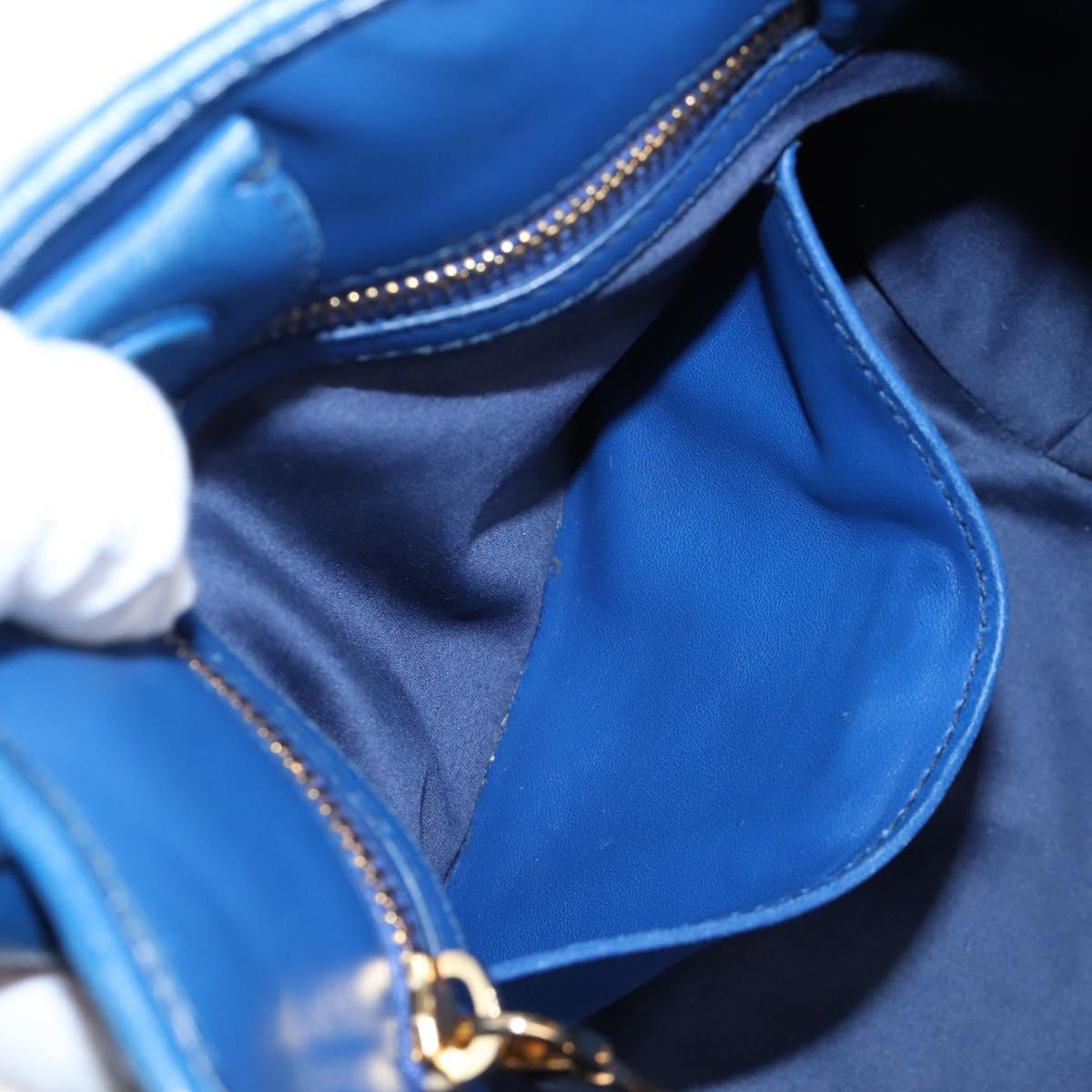 Miu Miu Matelasse Hand Bag Leather 2way Blue Gold Auth 167661M