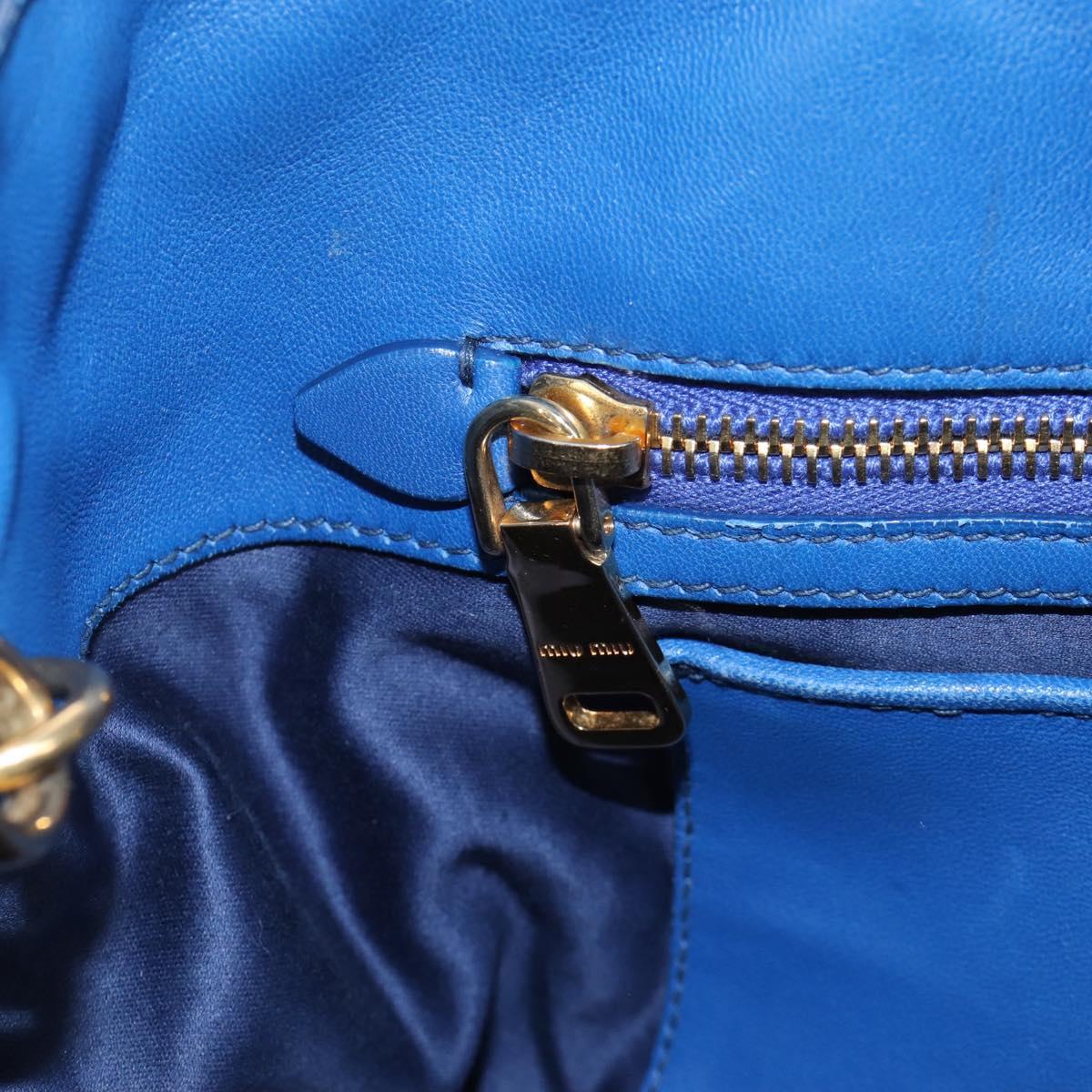 Miu Miu Matelasse Hand Bag Leather 2way Blue Gold Auth 167661M