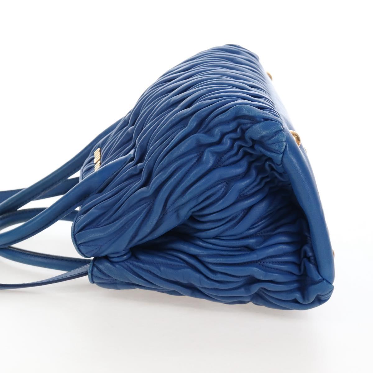 Miu Miu Matelasse Hand Bag Leather 2way Blue Gold Auth 167661M