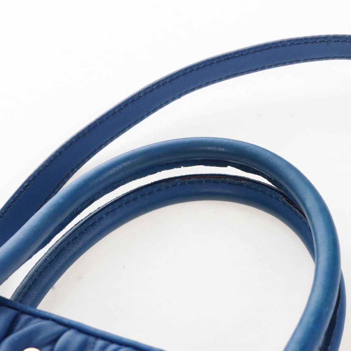 Miu Miu Matelasse Hand Bag Leather 2way Blue Gold Auth 167661M
