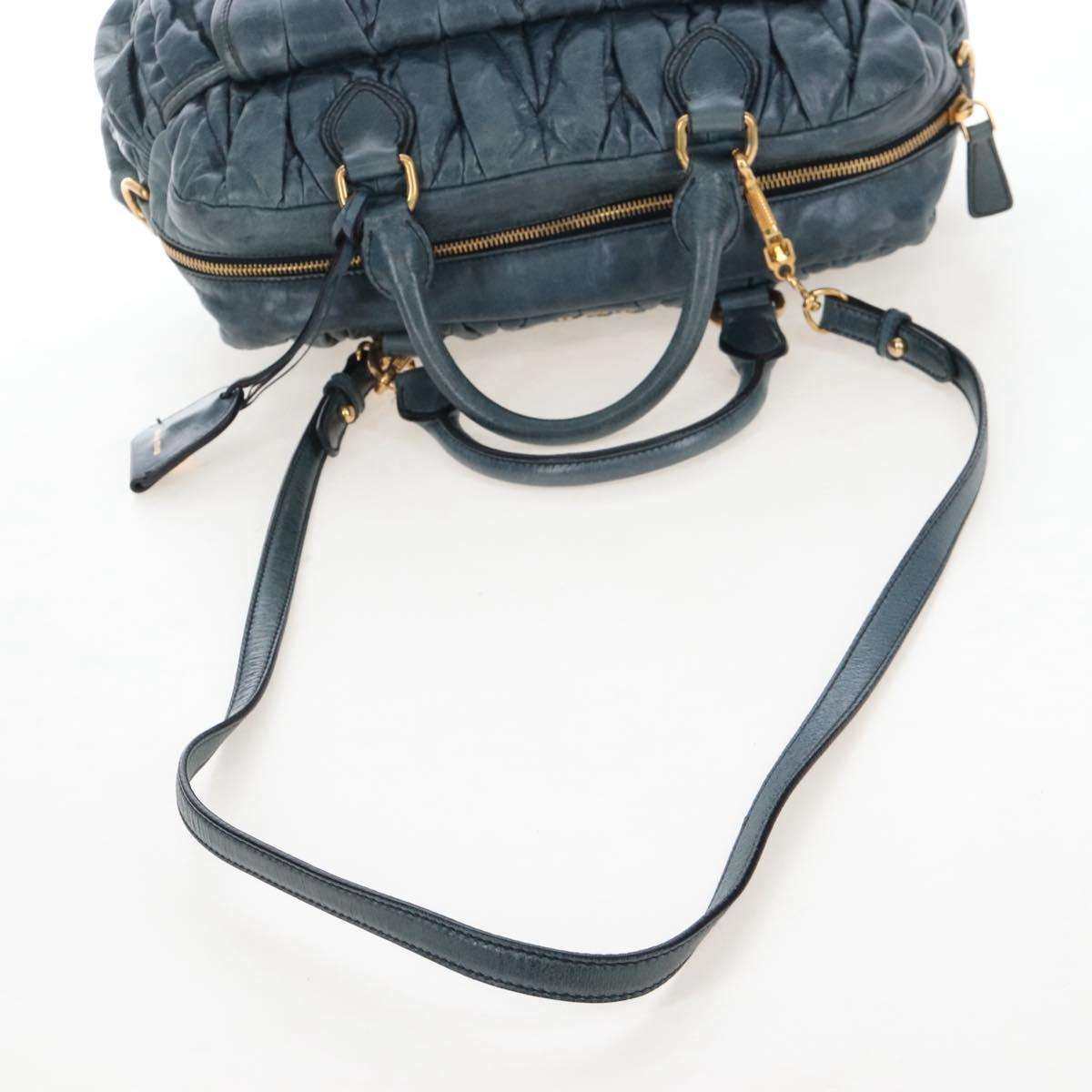 Miu Miu Matelasse Hand Bag Leather 2way Blue Gold Auth 167662M