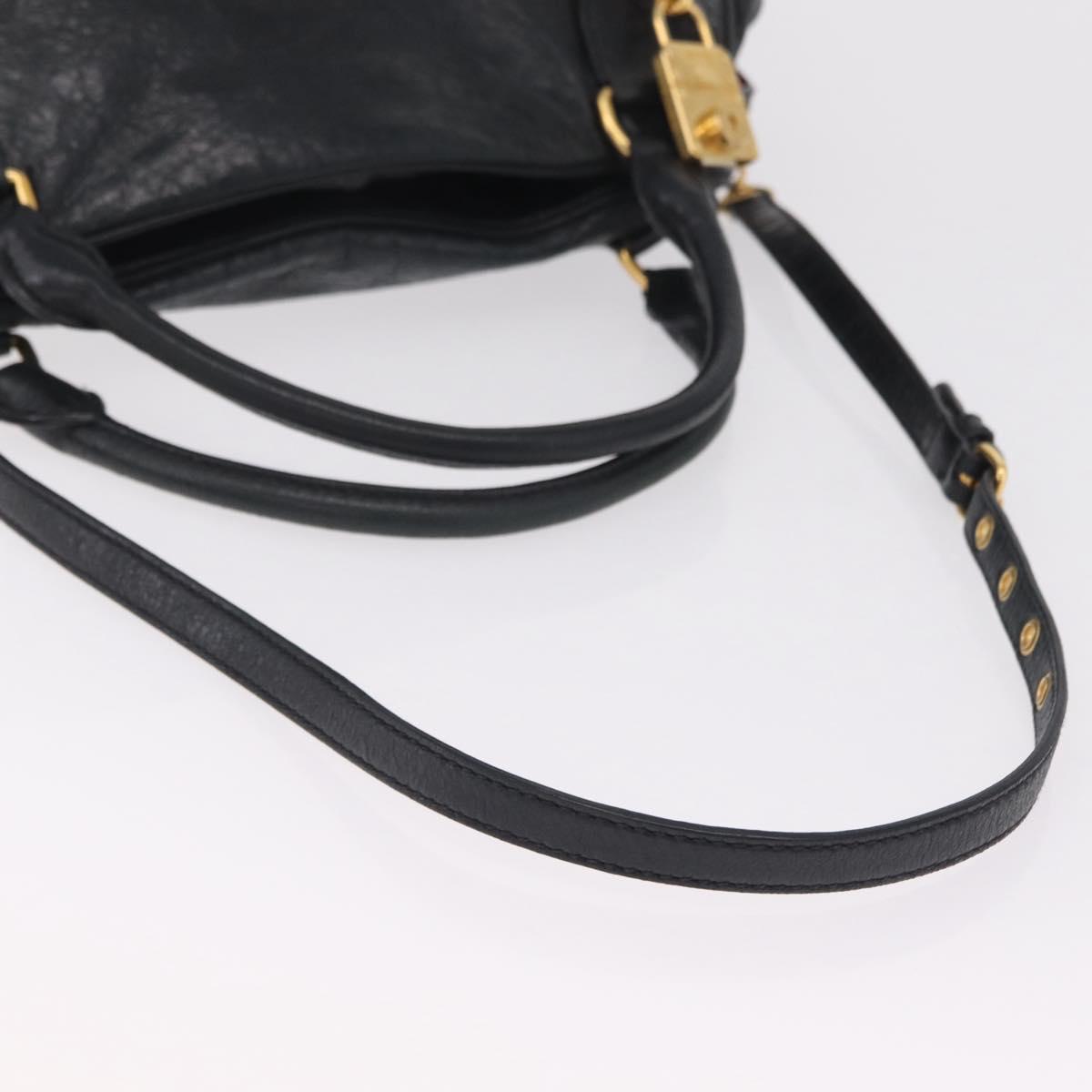 Miu Miu Hand Bag Leather 2way Black Gold Auth 167663M
