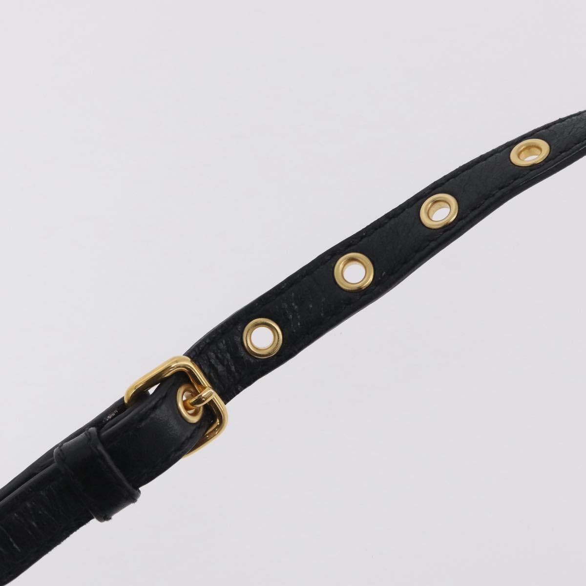 Miu Miu Hand Bag Leather 2way Black Gold Auth 167663M