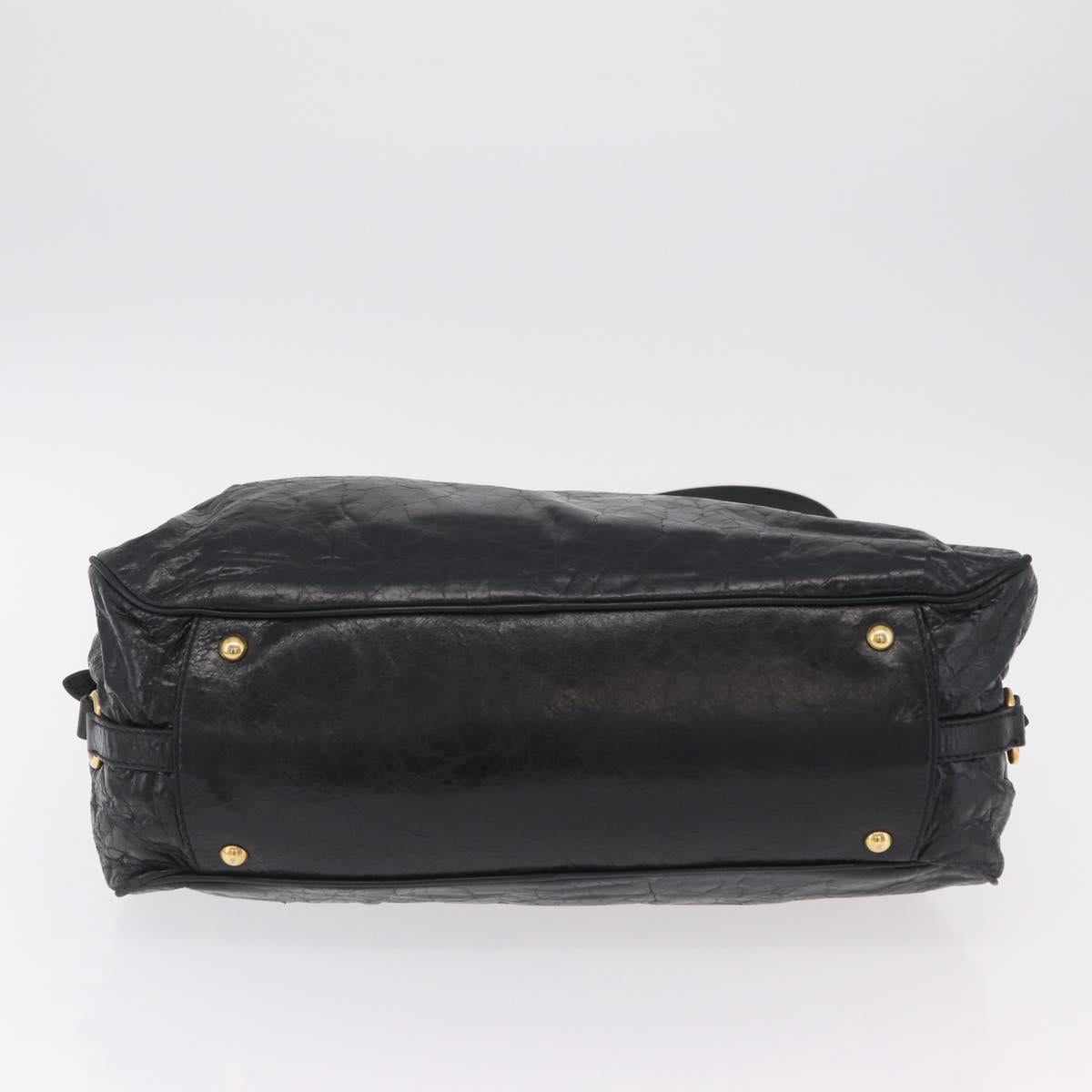Miu Miu Hand Bag Leather 2way Black Gold Auth 167663M