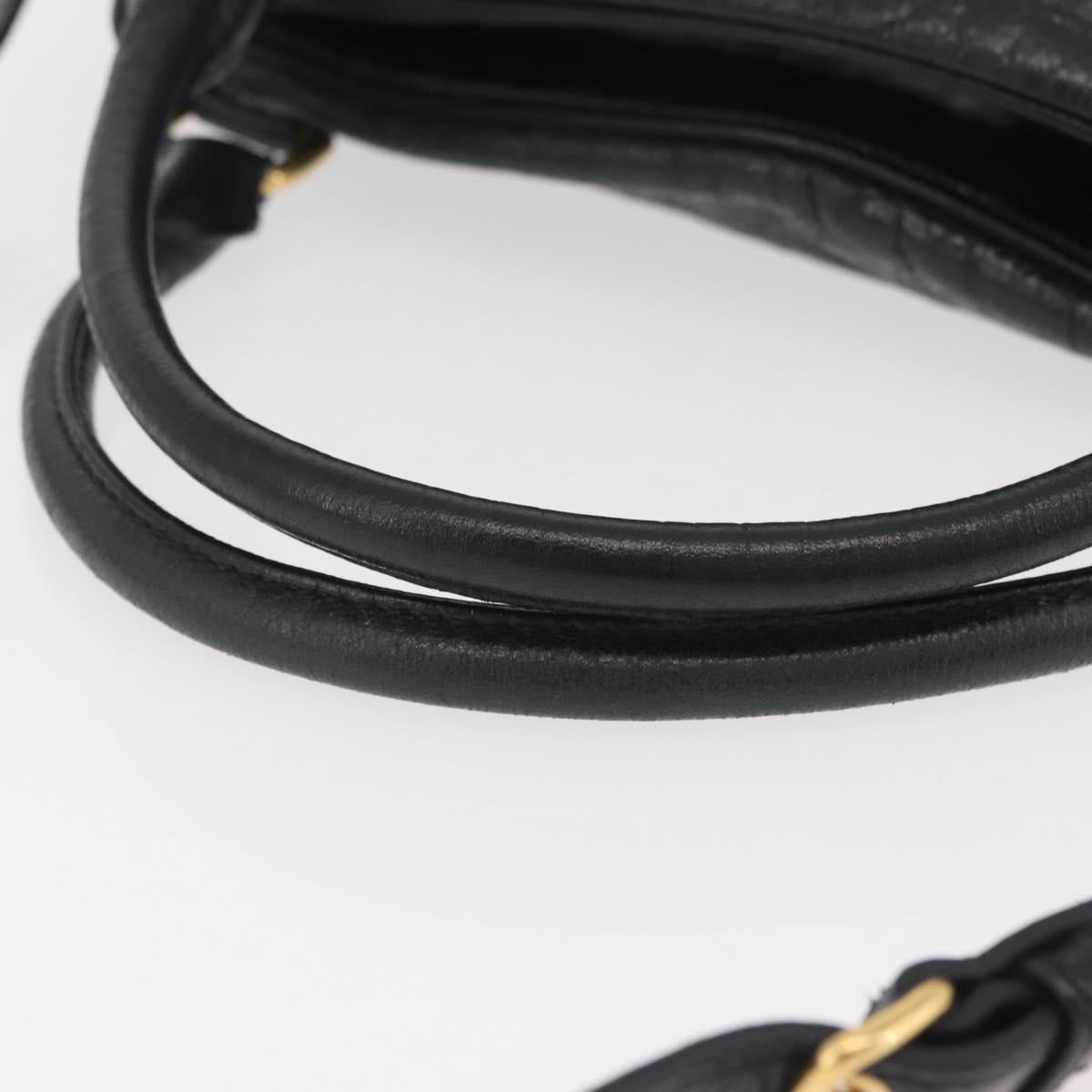 Miu Miu Hand Bag Leather 2way Black Gold Auth 167663M