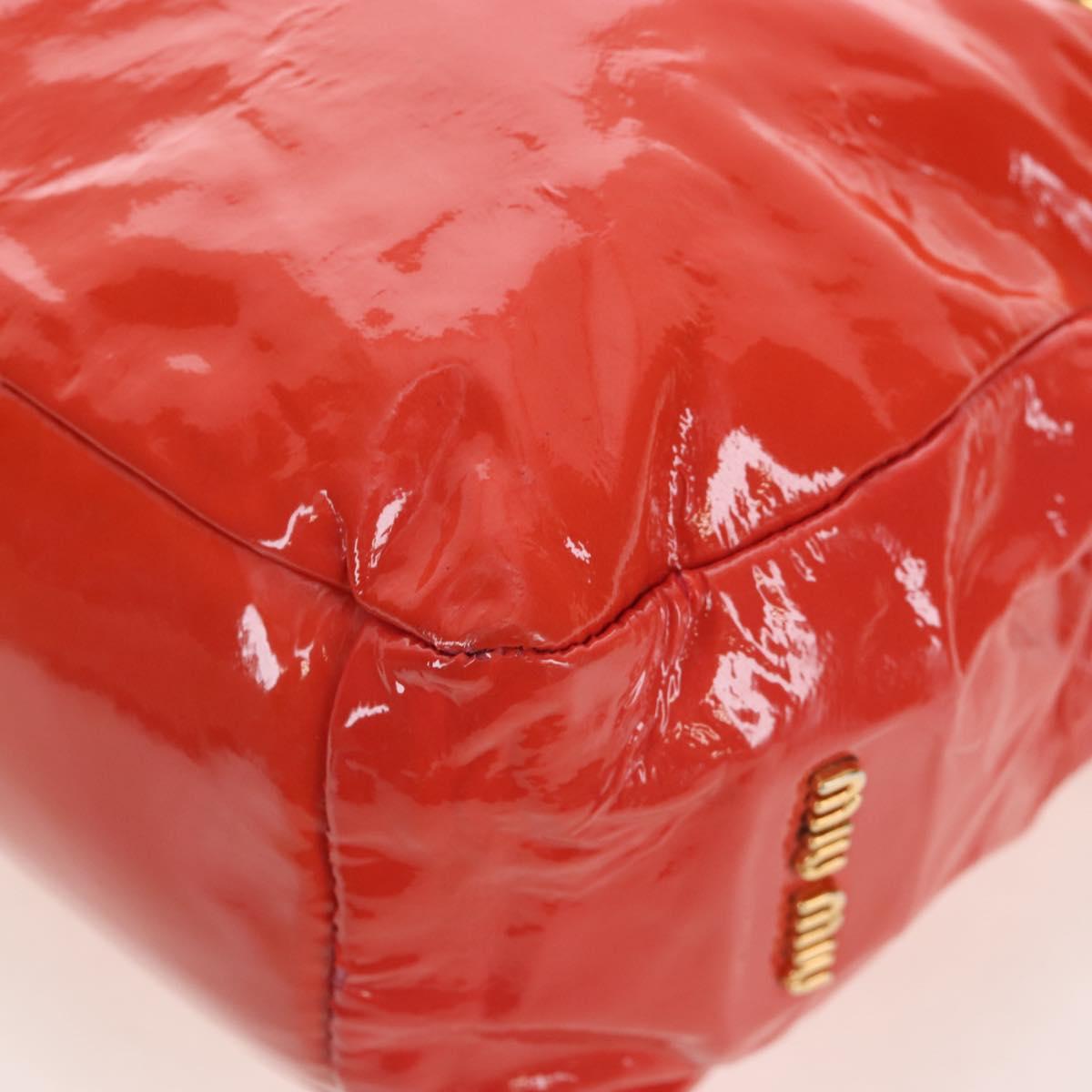 Miu Miu Hand Bag Patent leather 2way Orange Gold Auth 167664A