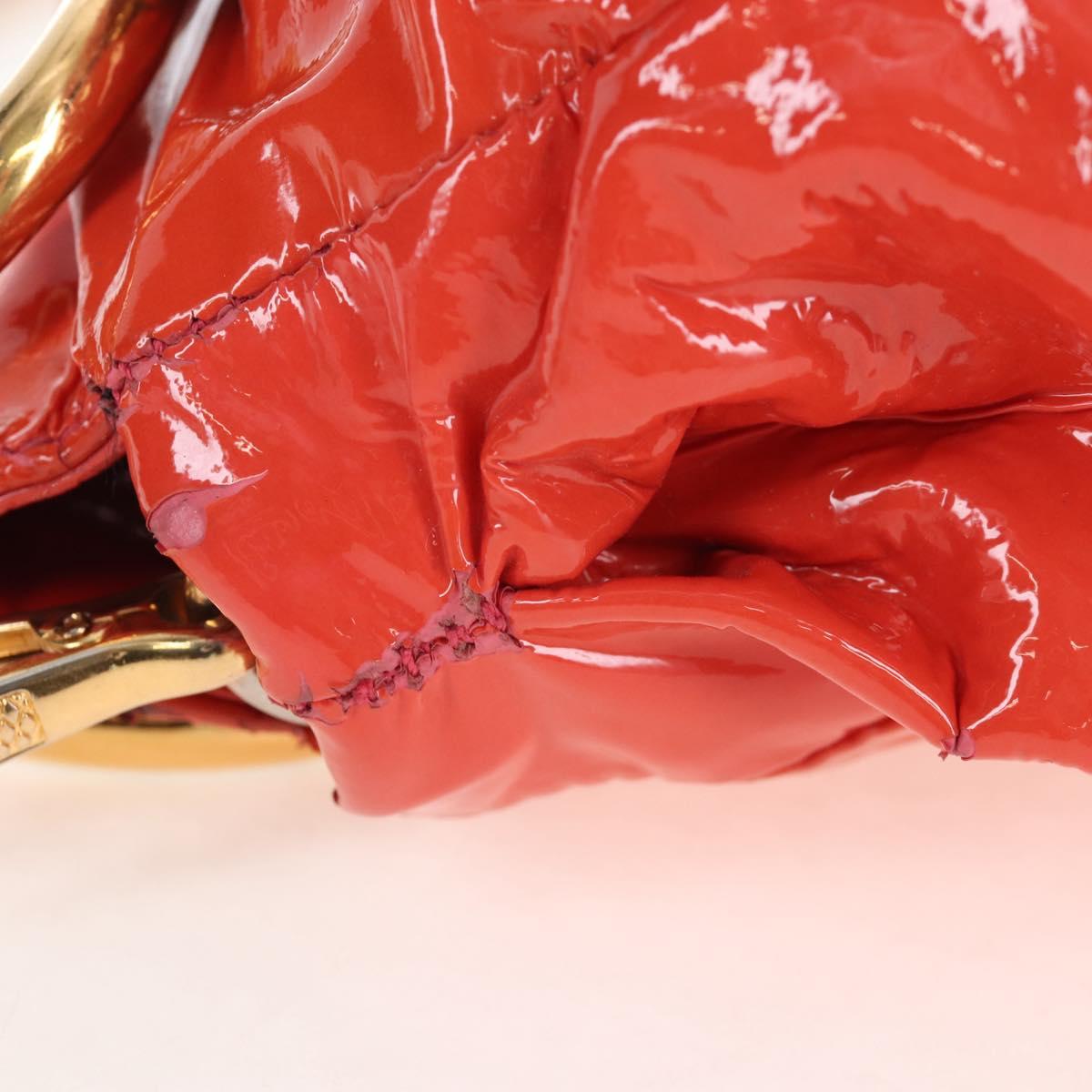 Miu Miu Hand Bag Patent leather 2way Orange Gold Auth 167664A