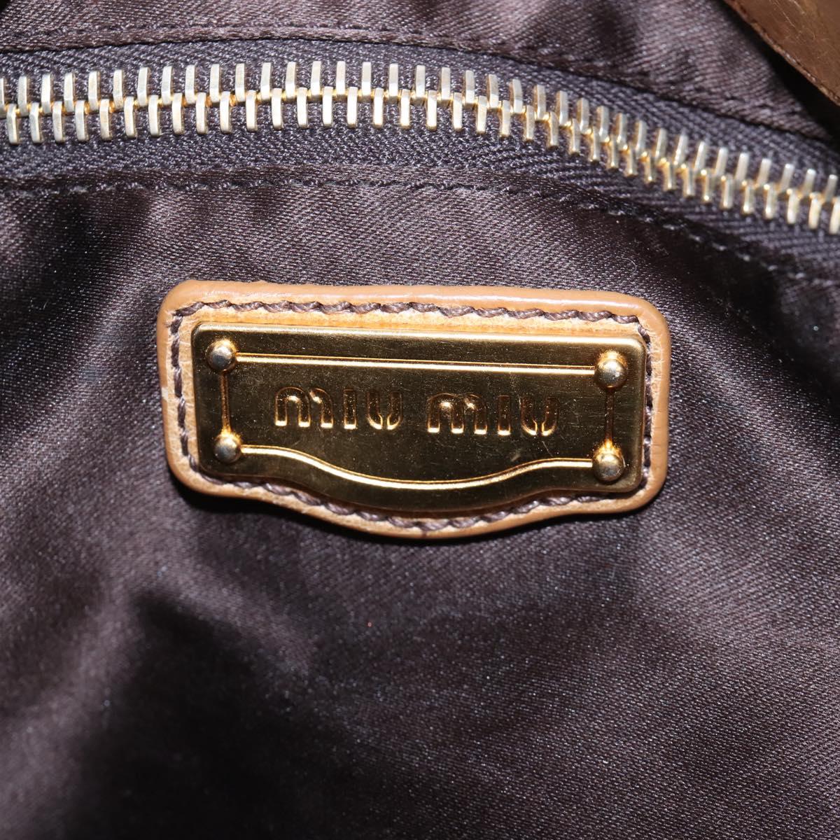 Miu Miu Matelasse Hand Bag Leather 2way Beige Gold Auth 167677M