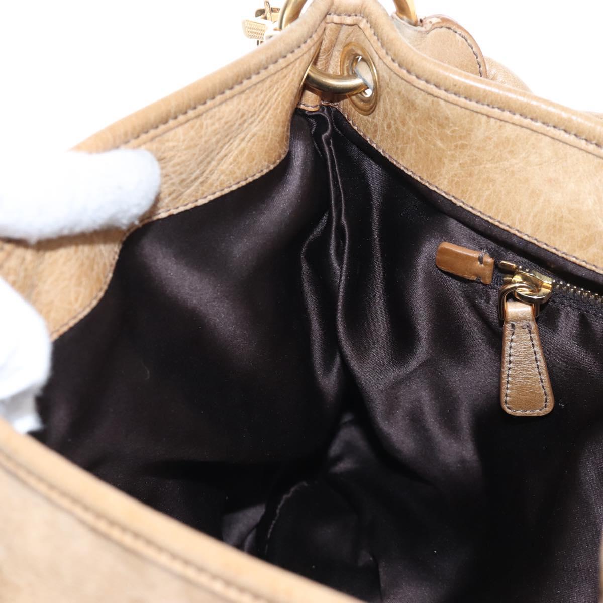 Miu Miu Matelasse Hand Bag Leather 2way Beige Gold Auth 167677M
