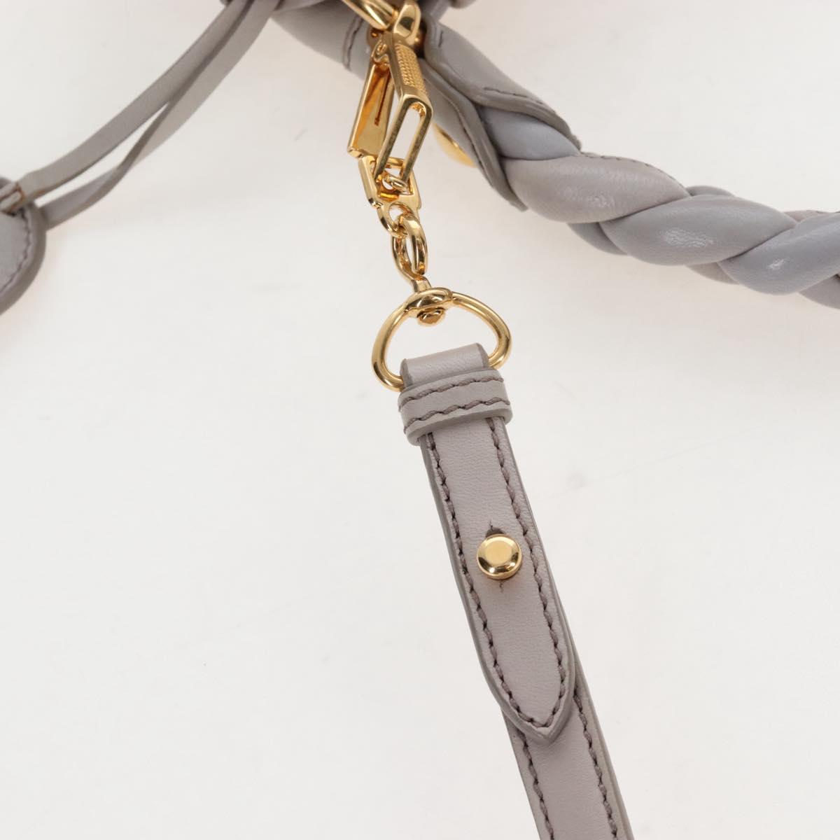 Miu Miu Matelasse Hand Bag Leather 2way Gray Gold Auth 167690M