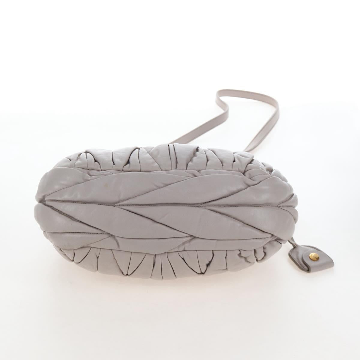 Miu Miu Matelasse Hand Bag Leather 2way Gray Gold Auth 167690M