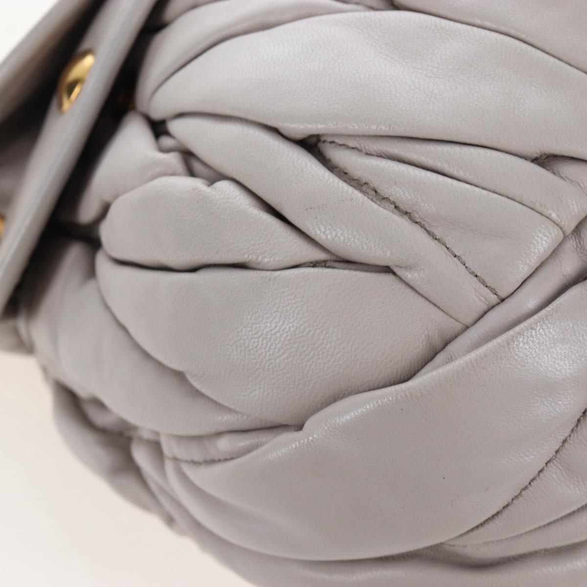 Miu Miu Matelasse Hand Bag Leather 2way Gray Gold Auth 167690M