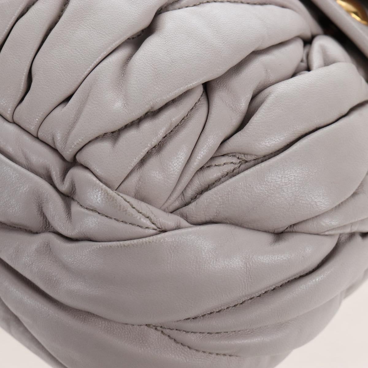 Miu Miu Matelasse Hand Bag Leather 2way Gray Gold Auth 167690M