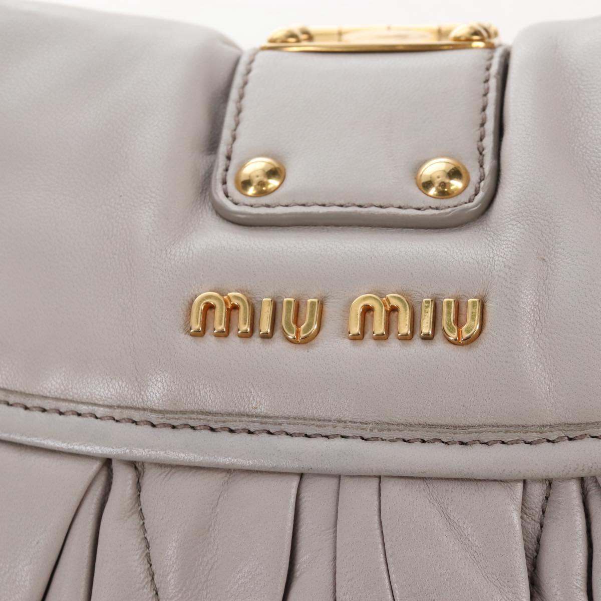 Miu Miu Matelasse Hand Bag Leather 2way Gray Gold Auth 167690M
