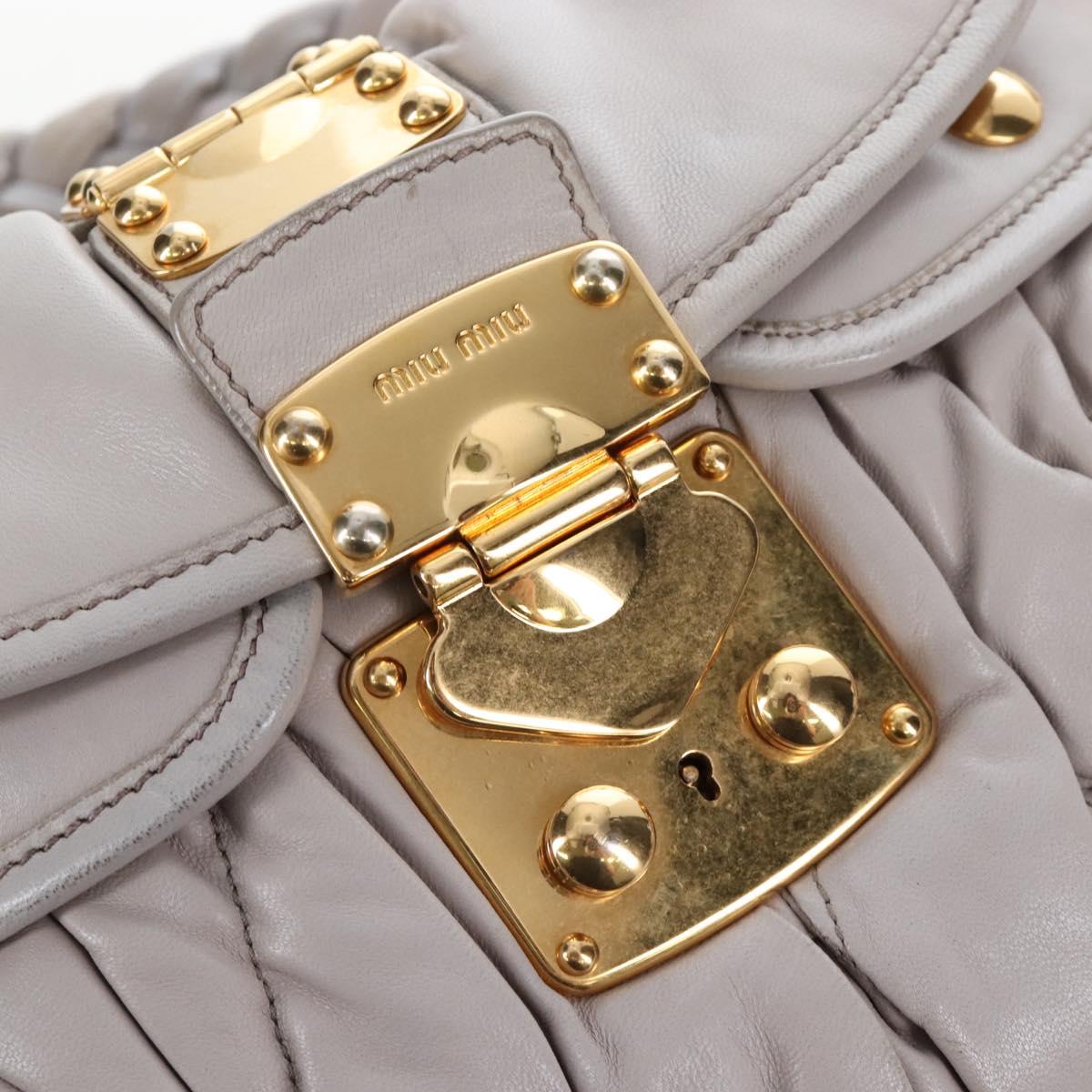 Miu Miu Matelasse Hand Bag Leather 2way Gray Gold Auth 167690M