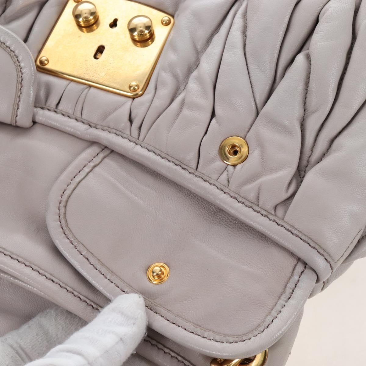 Miu Miu Matelasse Hand Bag Leather 2way Gray Gold Auth 167690M